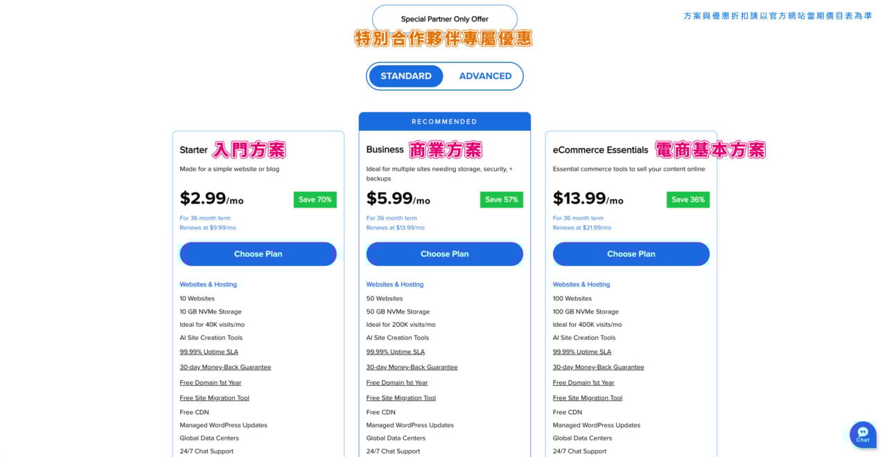 Bluehost-諾特斯優惠價目表(2025-12)