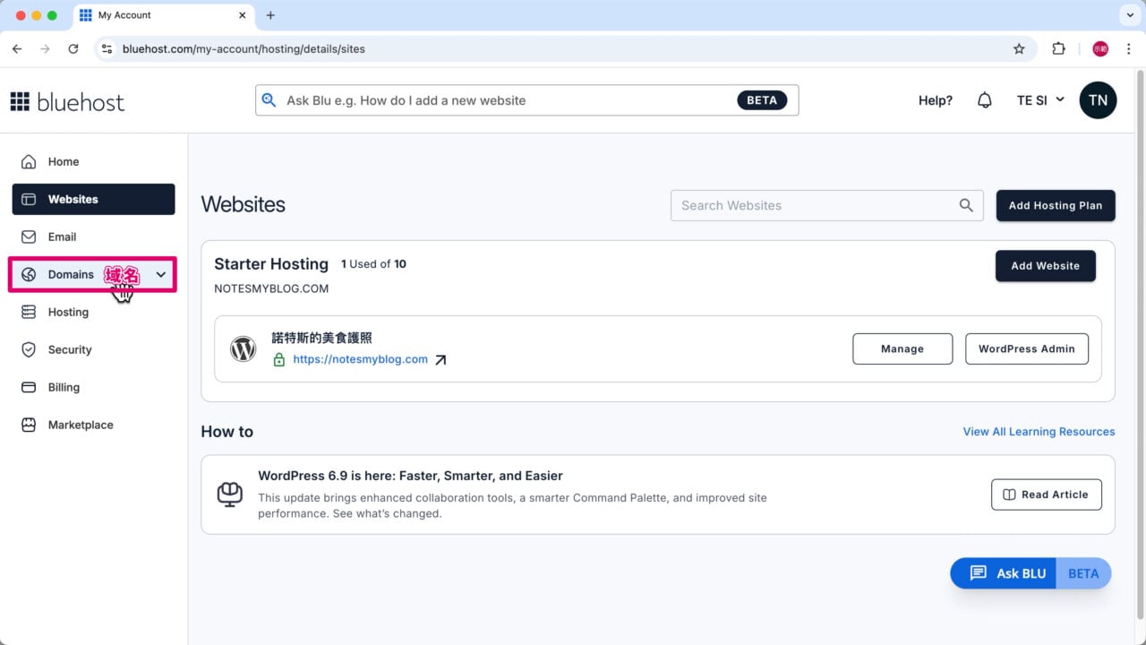 Bluehost 域名 驗證Brevo