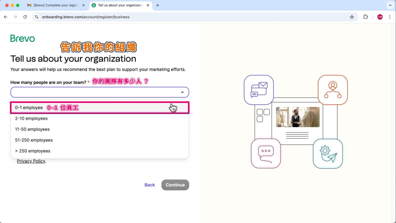 Brevo 個人網站團隊人數0 1