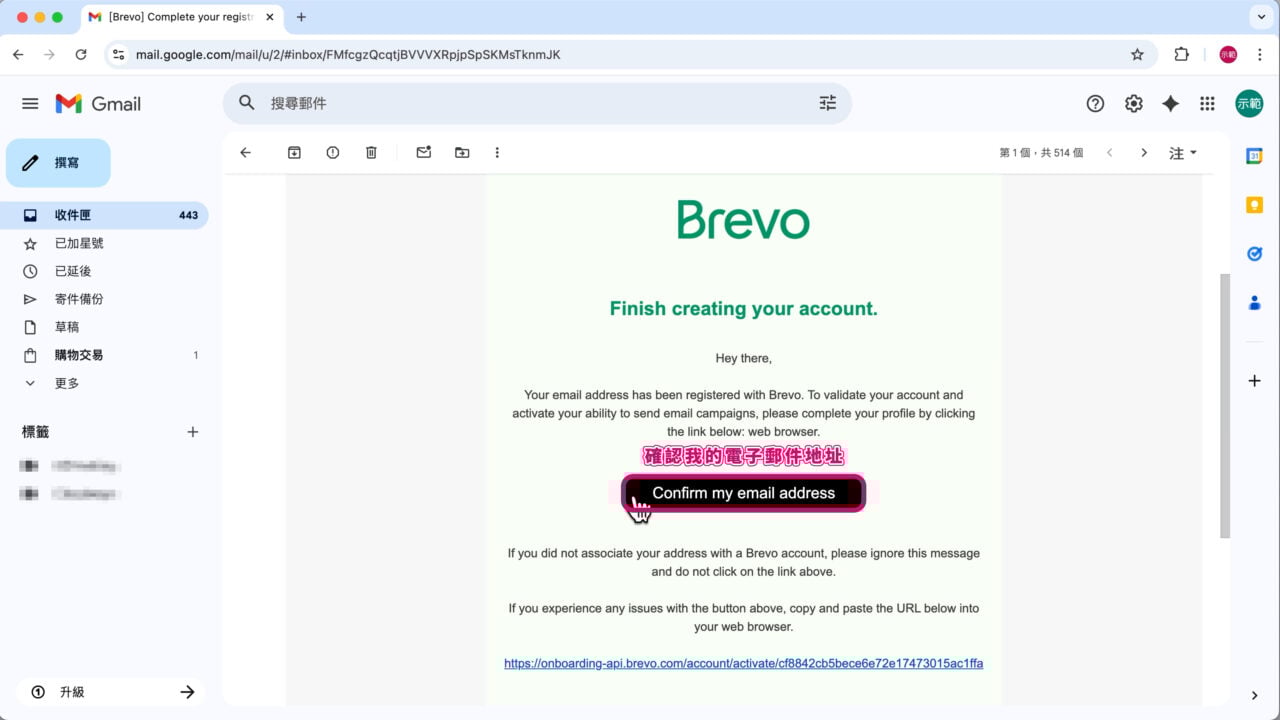 Brevo 確認 Email 地址