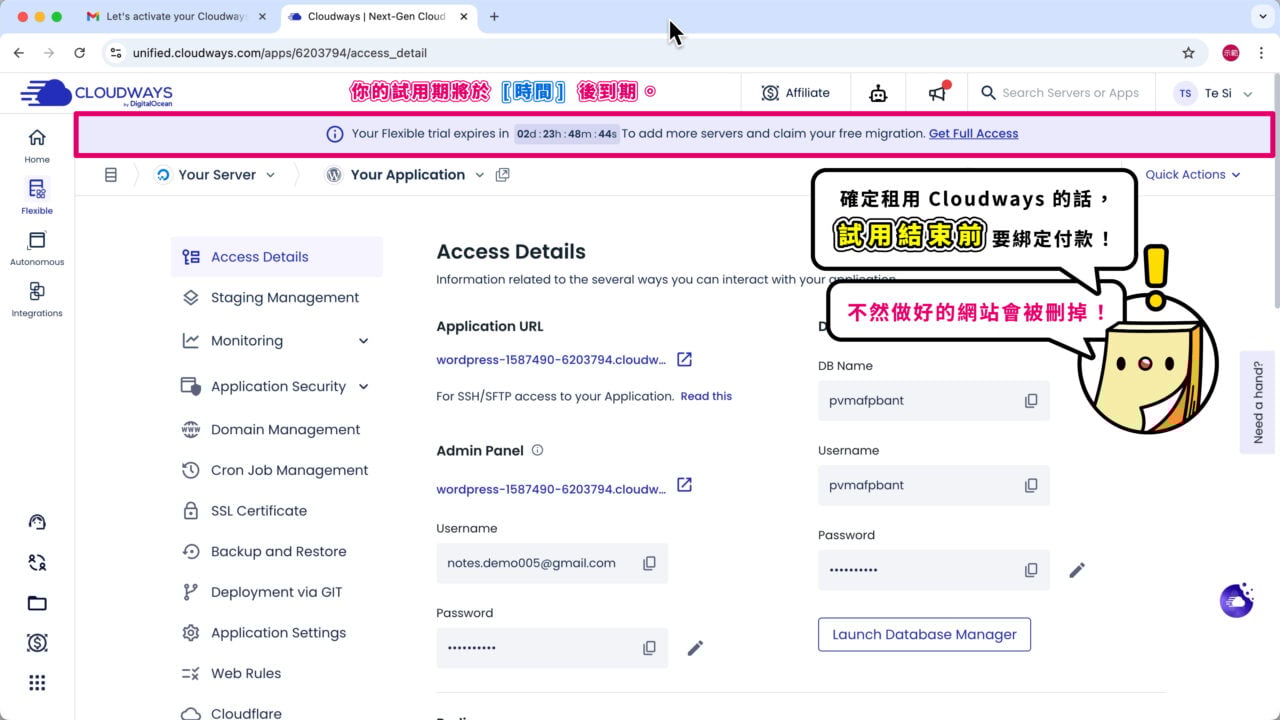 Cloudways 主機先綁定付款