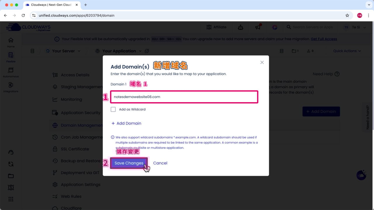 Cloudways 域名儲存變更 v3