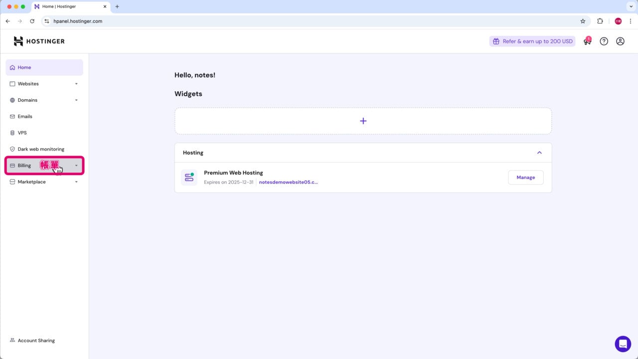 Hostinger 主機帳單