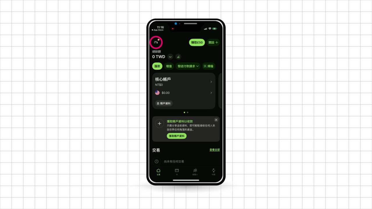 Wise App 帳戶紅點