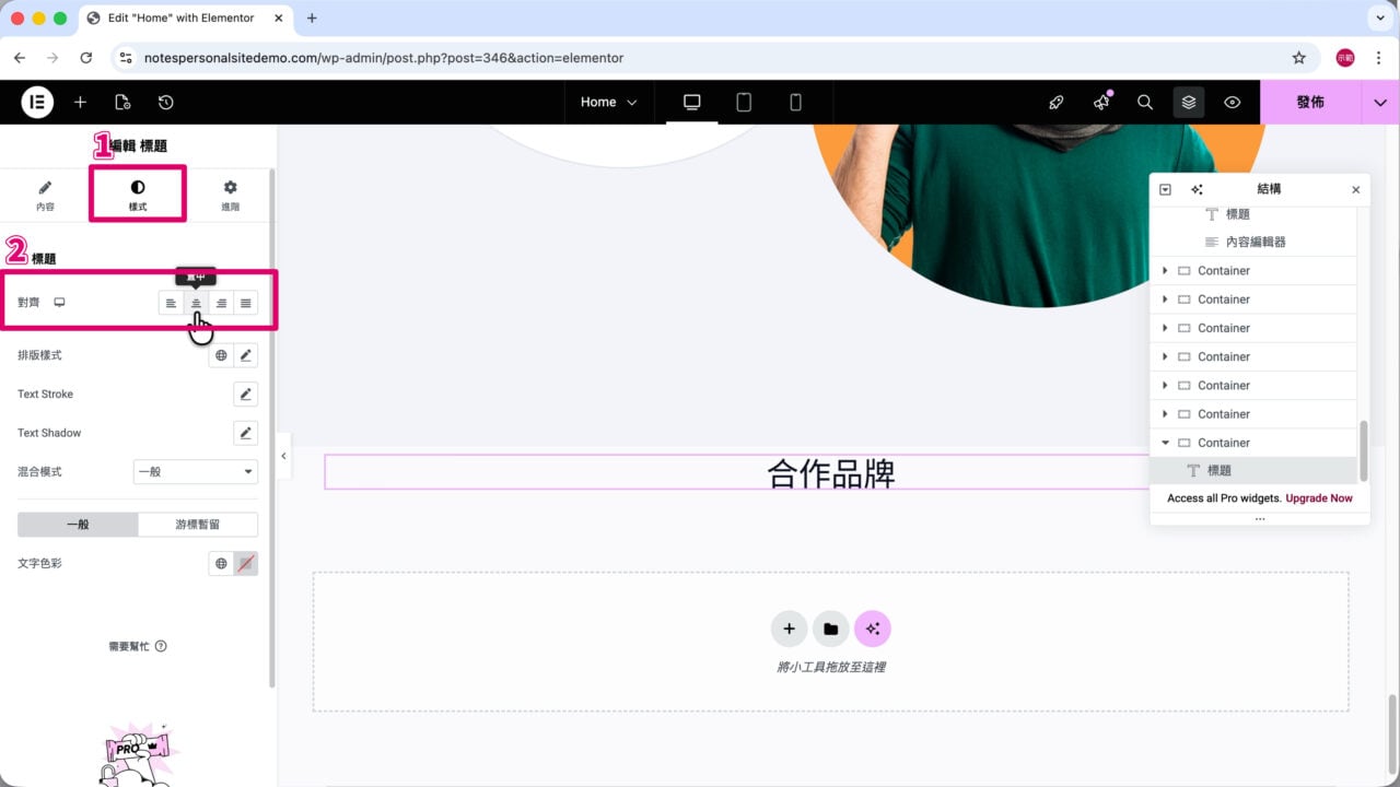 合作品牌標題樣式置中對齊