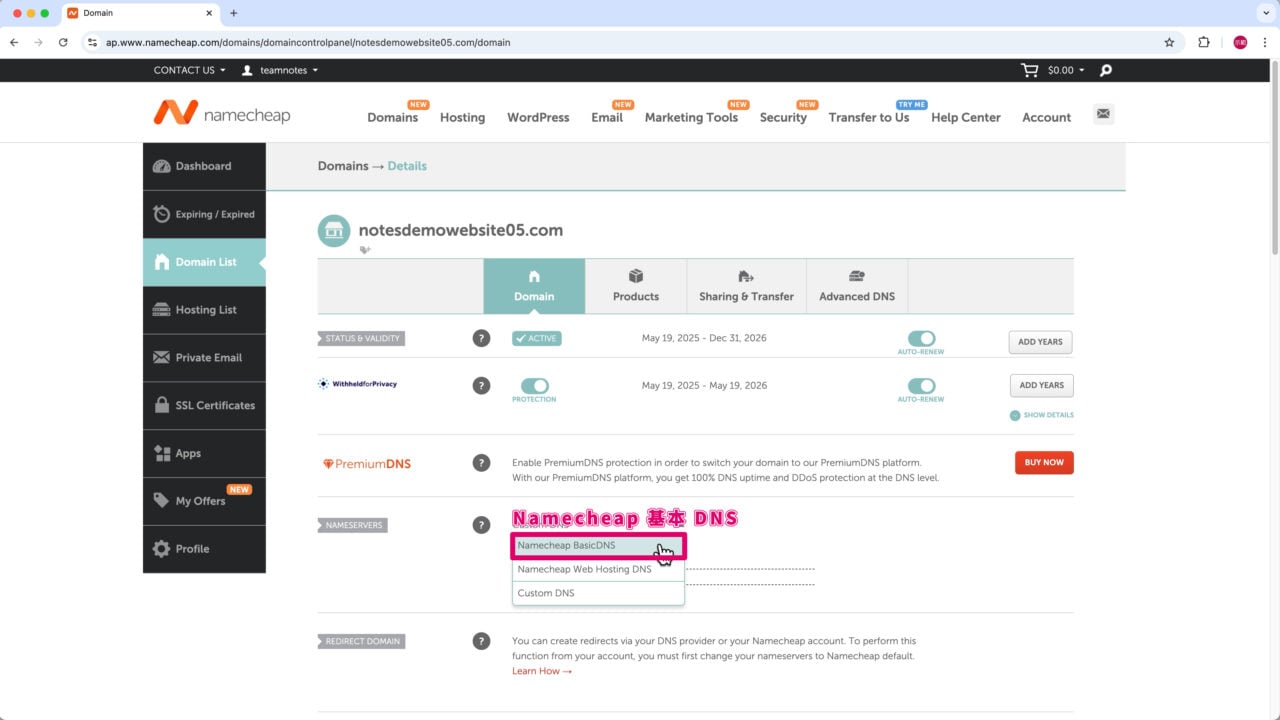 名稱伺服器 Namecheap 基本 DNS 圖片 1