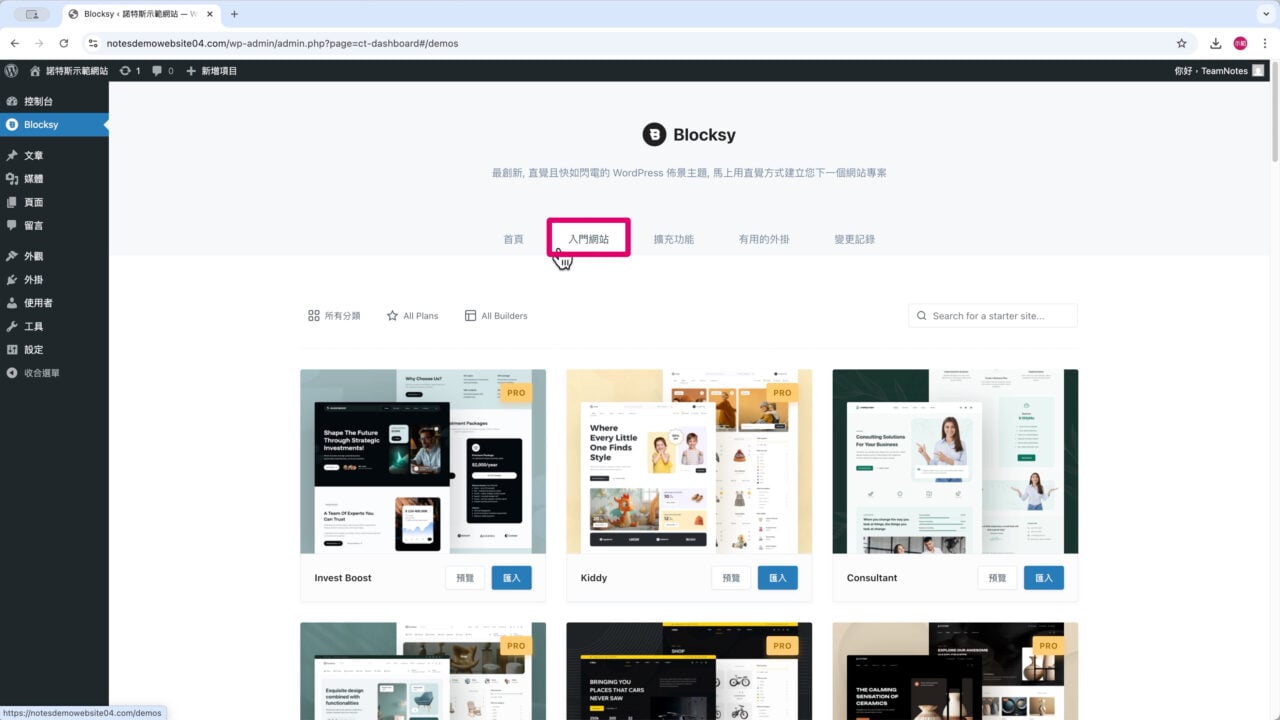 套用網站模板 入門網站