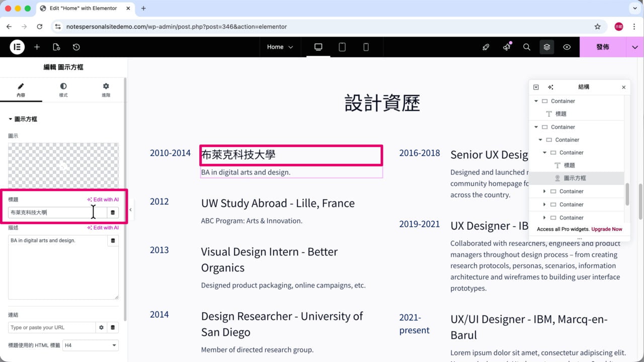 學經歷 圖示方框標題