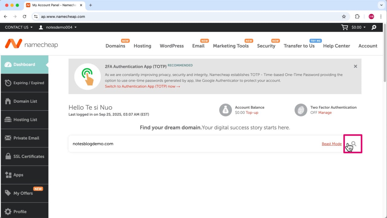 搜尋你的下一個域名放大鏡