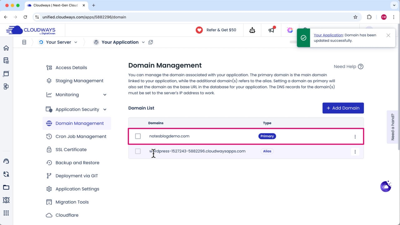 正式域名 DNS 指向成功