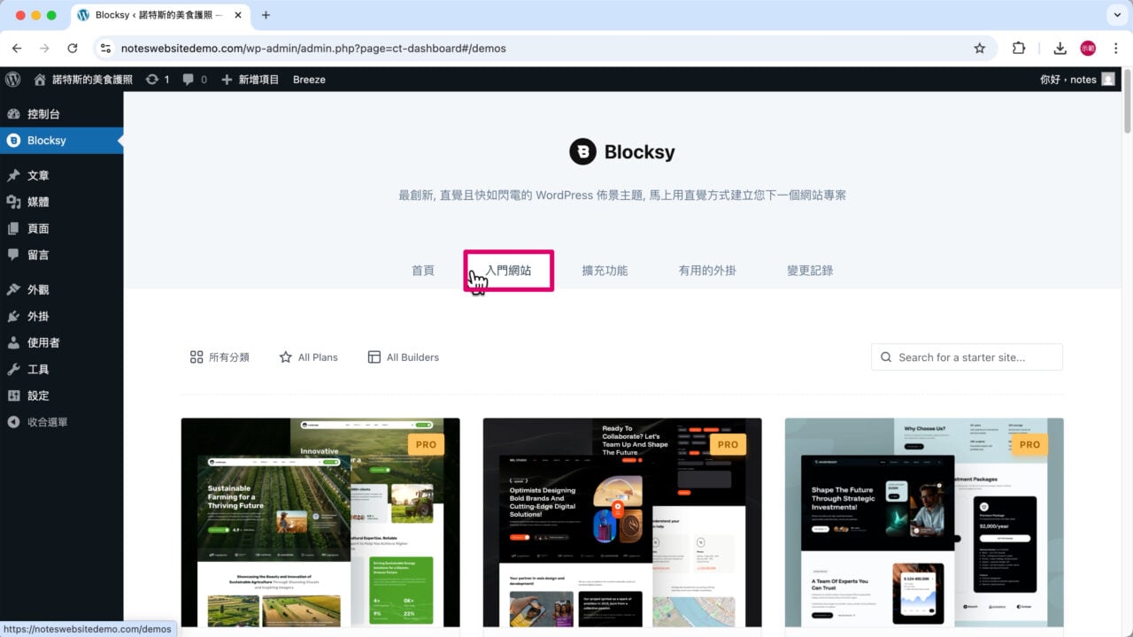 範本網站入門網站