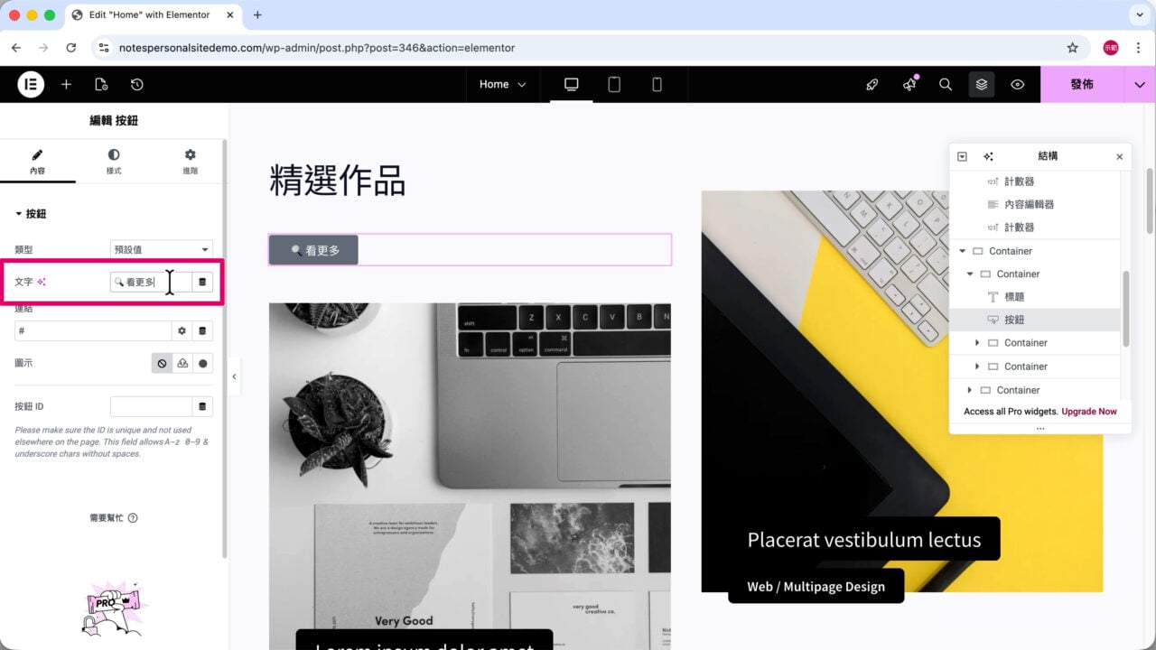 精選作品 按鈕文字
