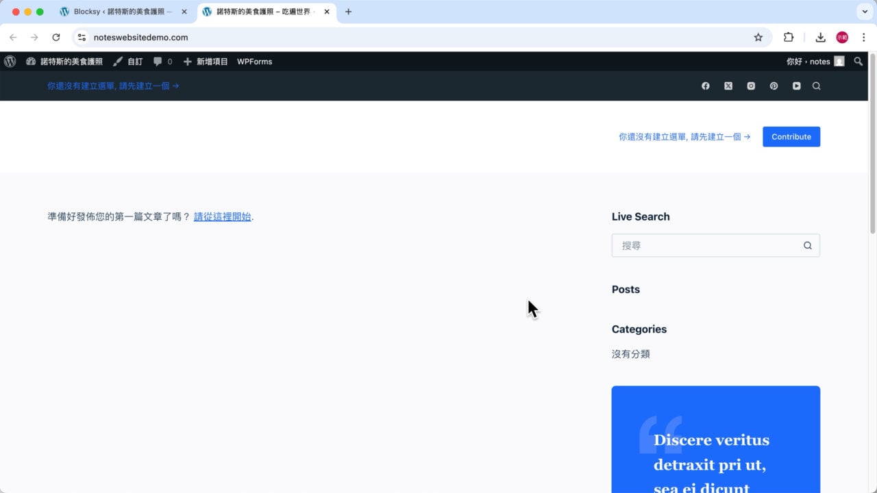 網站套用模板後簡約