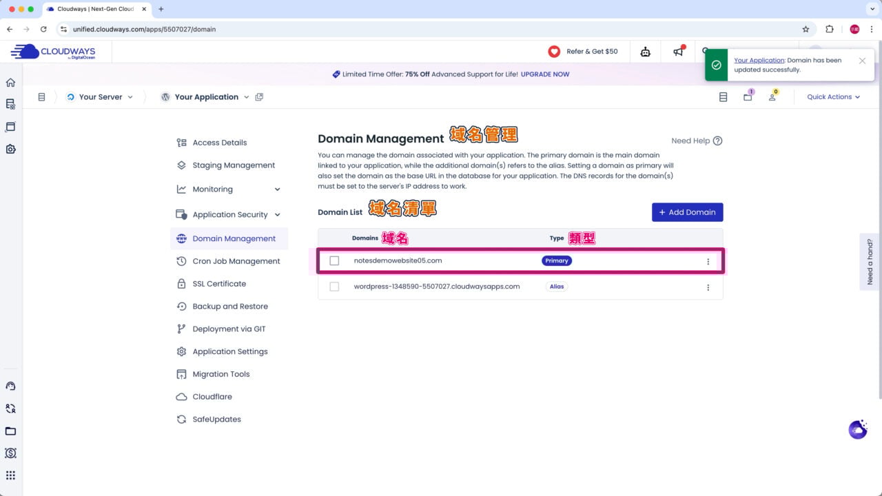 自訂域名成為正式域名