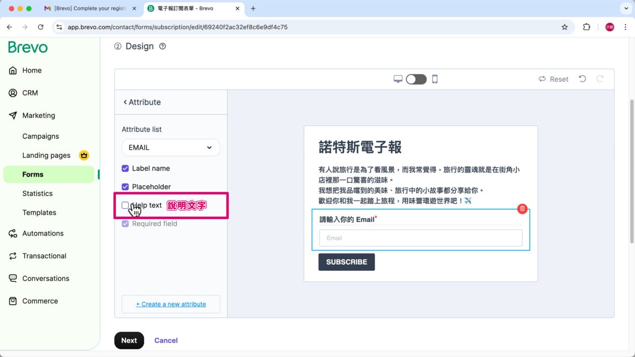 表單設計 隱藏說明文字